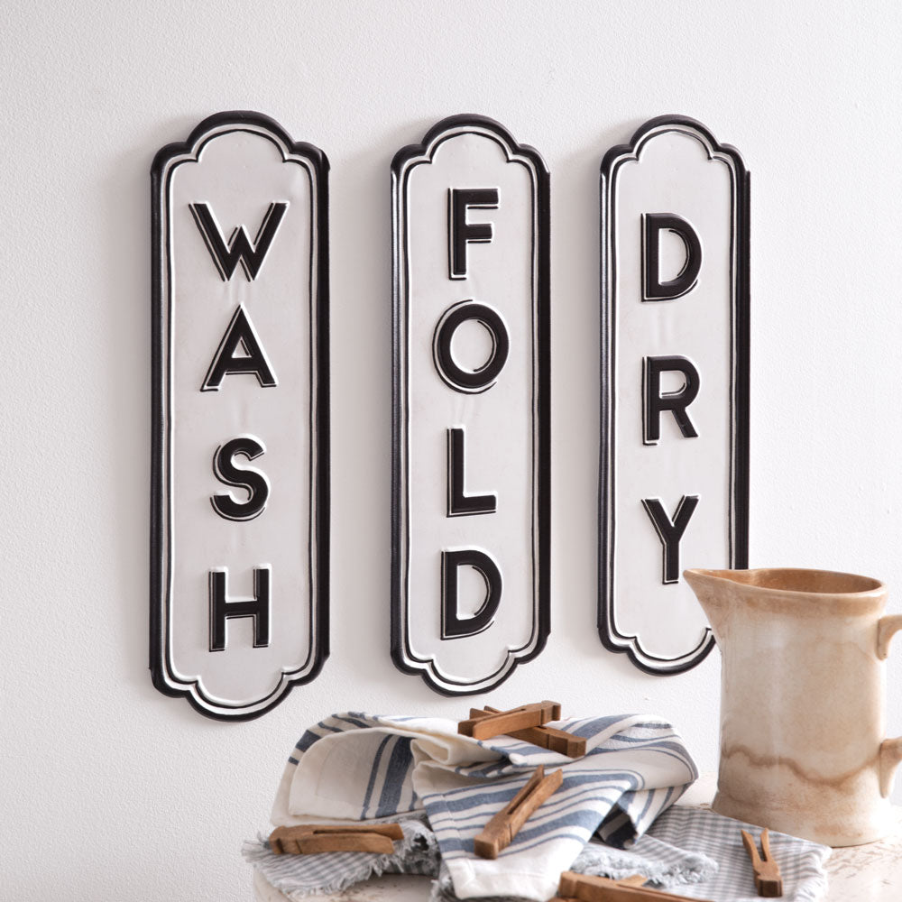 Set of Three Wash Dry Fold Signs - Bombay Mercantile
