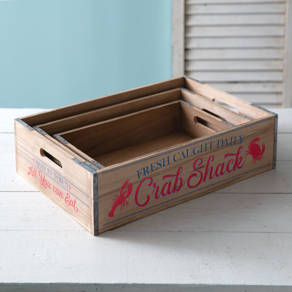 Set of Three Crab Shack Crates - Bombay Mercantile
