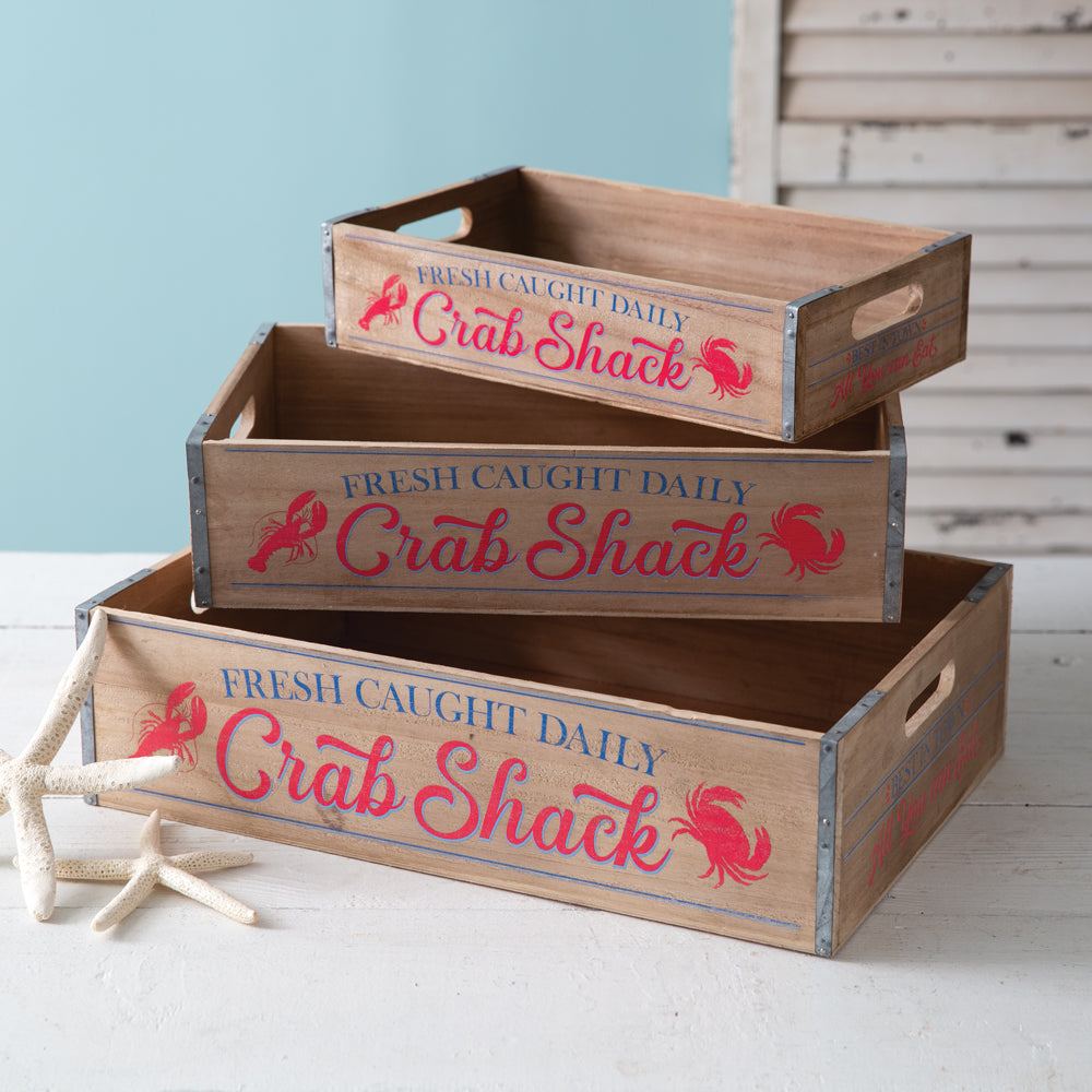 Set of Three Crab Shack Crates - Bombay Mercantile