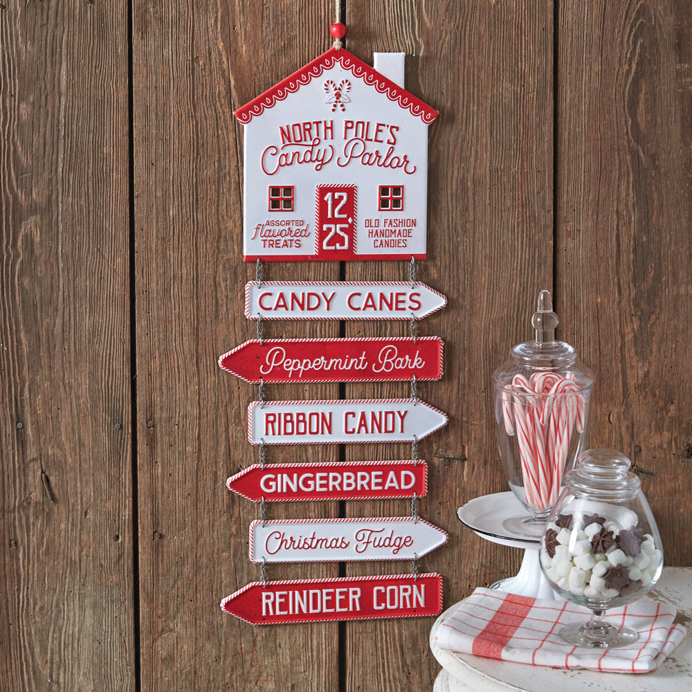 North Pole Candy Parlor Directional Sign - Bombay Mercantile