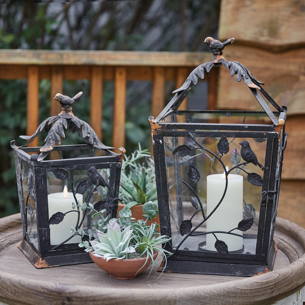 Set of Two Rustic Woodland Lanterns - Bombay Mercantile