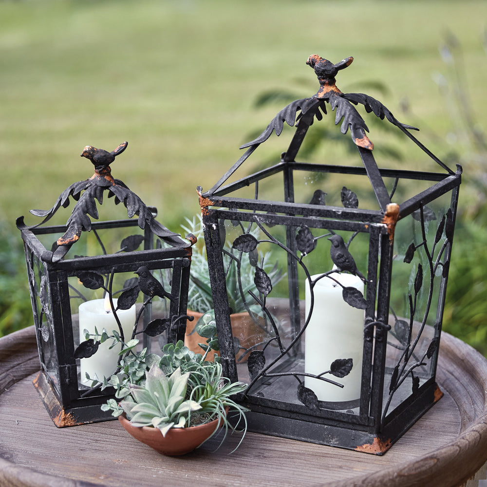 Set of Two Rustic Woodland Lanterns - Bombay Mercantile