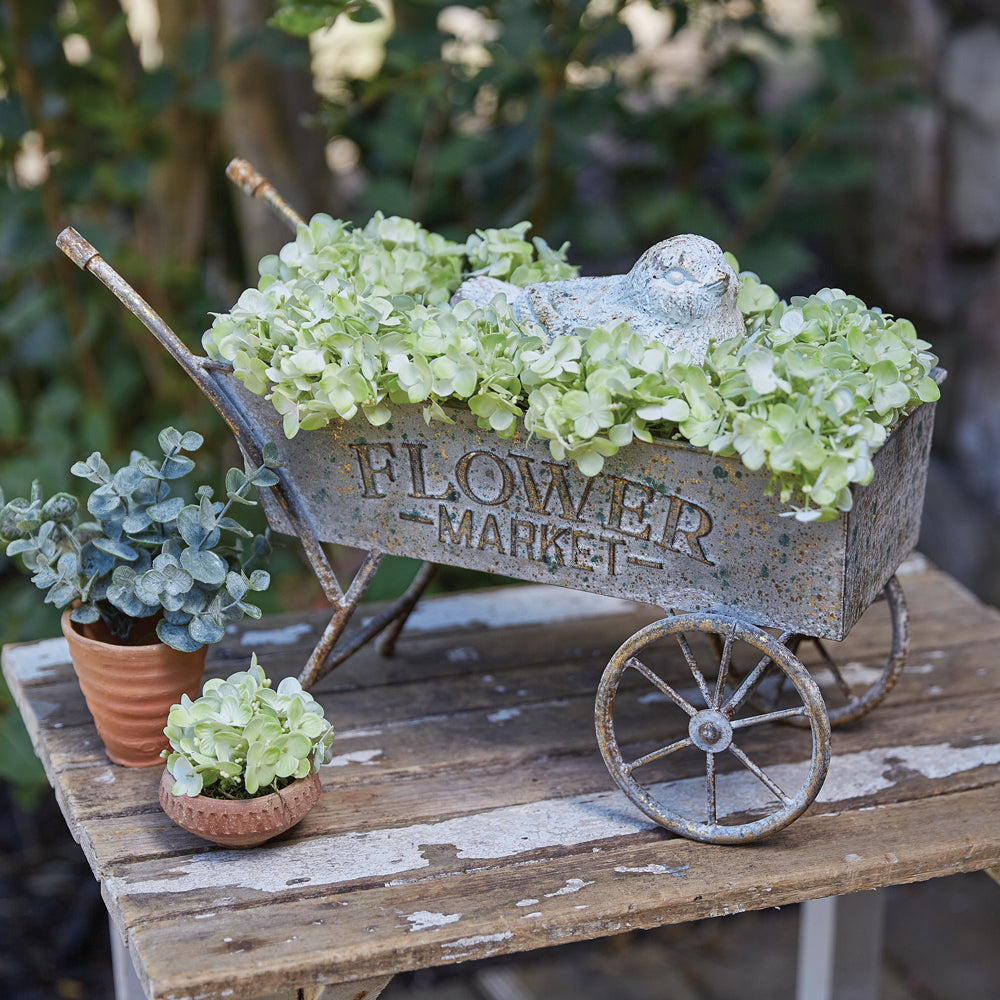 Farmhouse Denim Tabletop Wheelbarrow - Bombay Mercantile