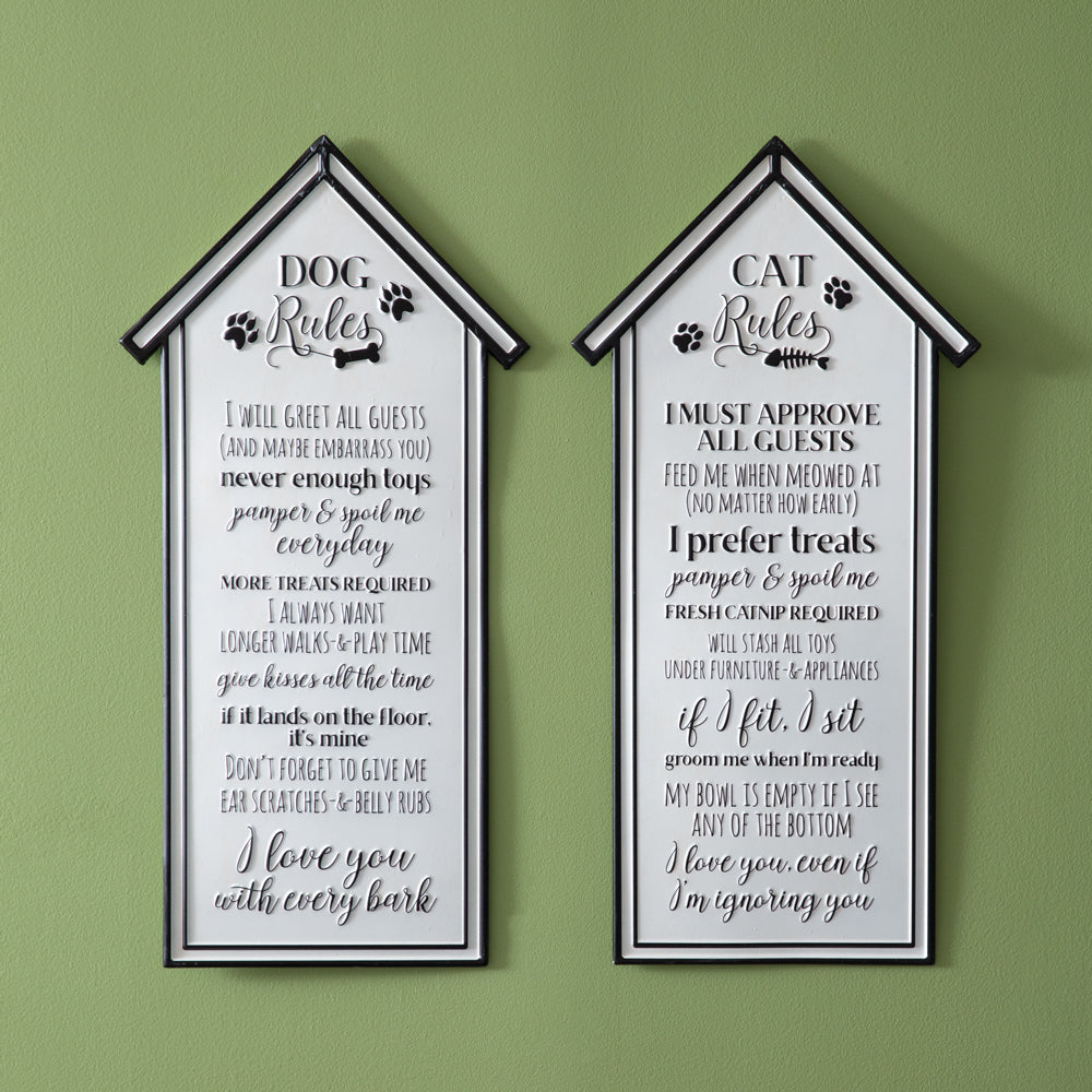 Cat Rules Wall Sign - Bombay Mercantile