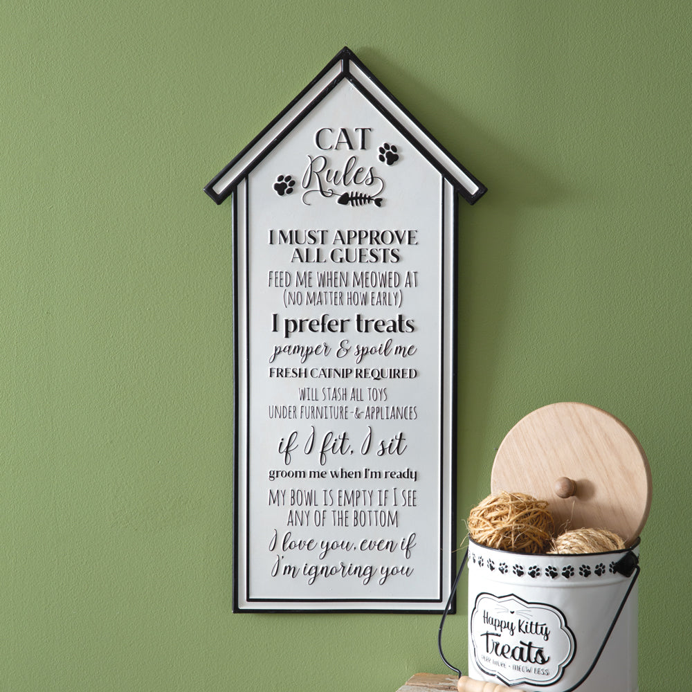 Cat Rules Wall Sign - Bombay Mercantile