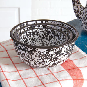 Set of Three Splattered Enamel Bowls - Bombay Mercantile