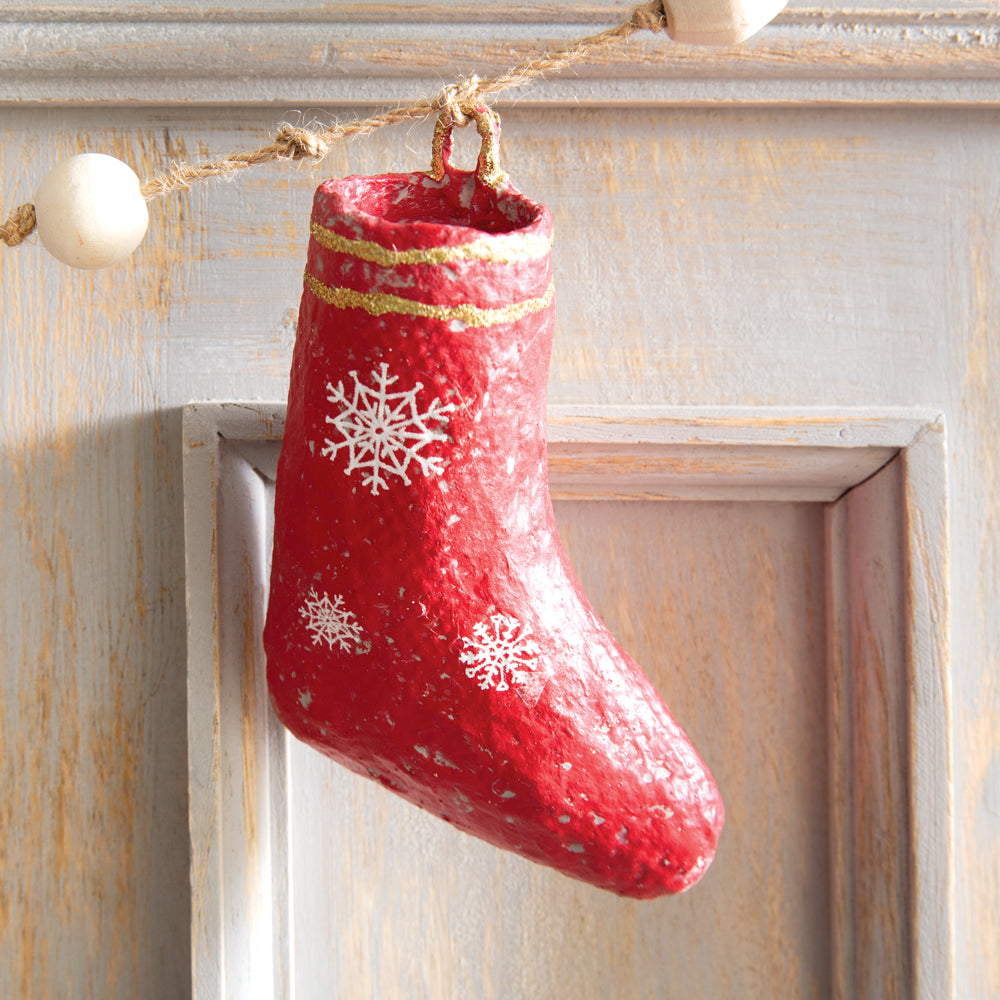 Paper Mache Stocking Garland - Bombay Mercantile