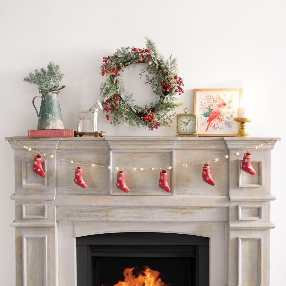 Paper Mache Stocking Garland - Bombay Mercantile
