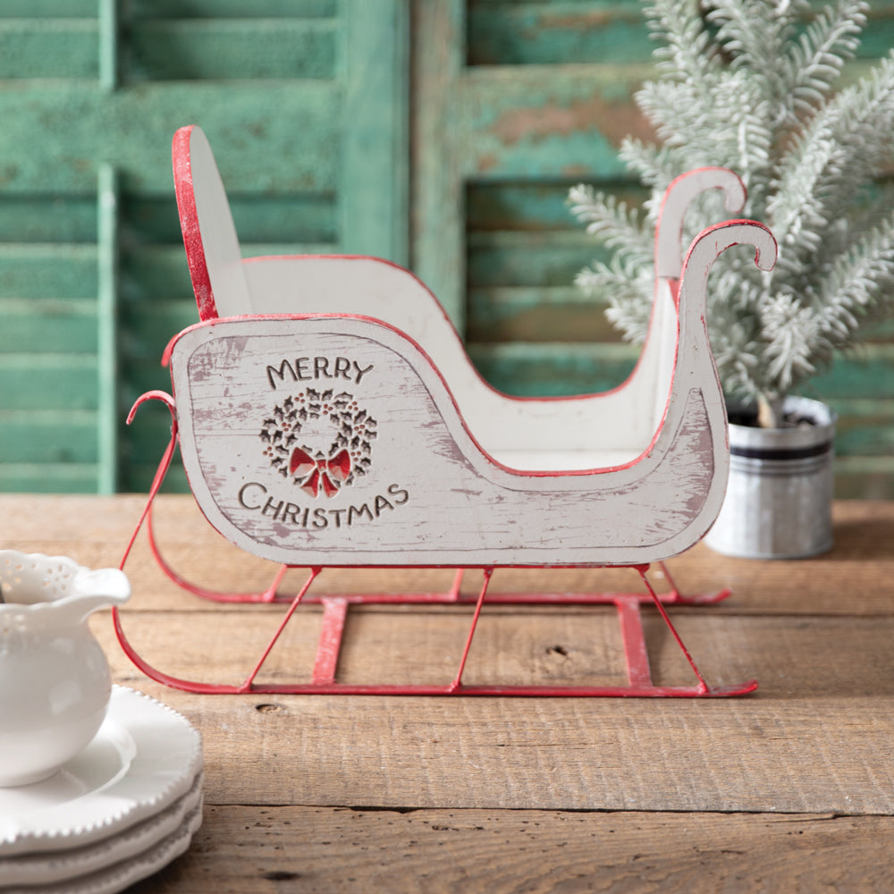 Merry Christmas Tabletop Sleigh - Bombay Mercantile