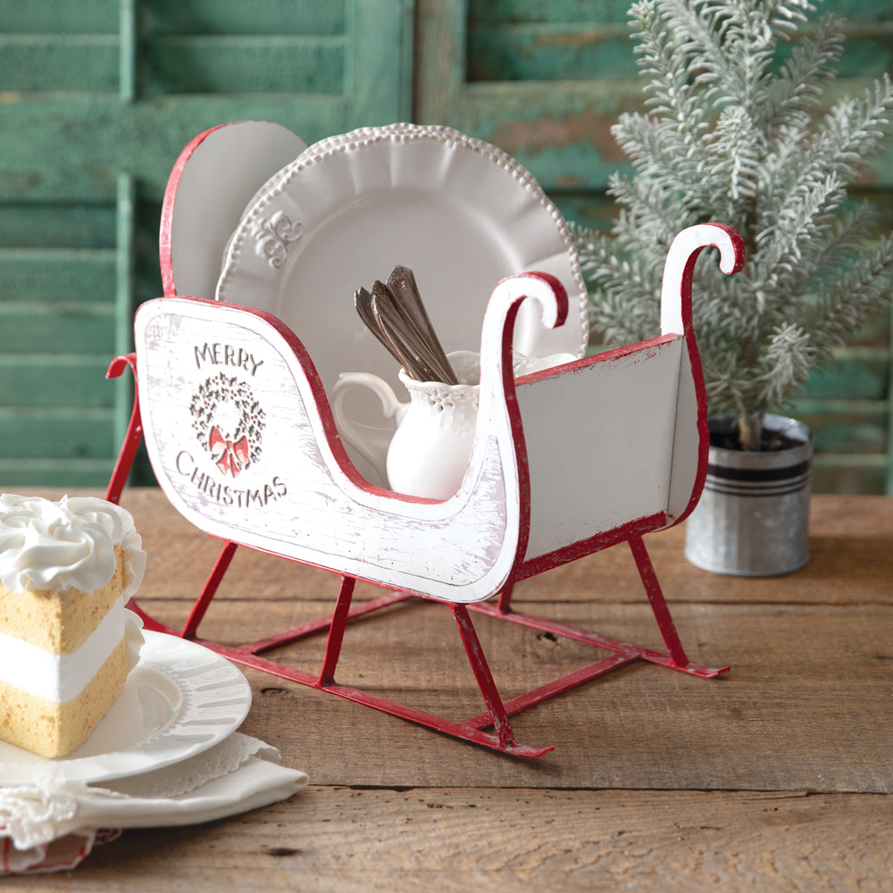 Merry Christmas Tabletop Sleigh - Bombay Mercantile