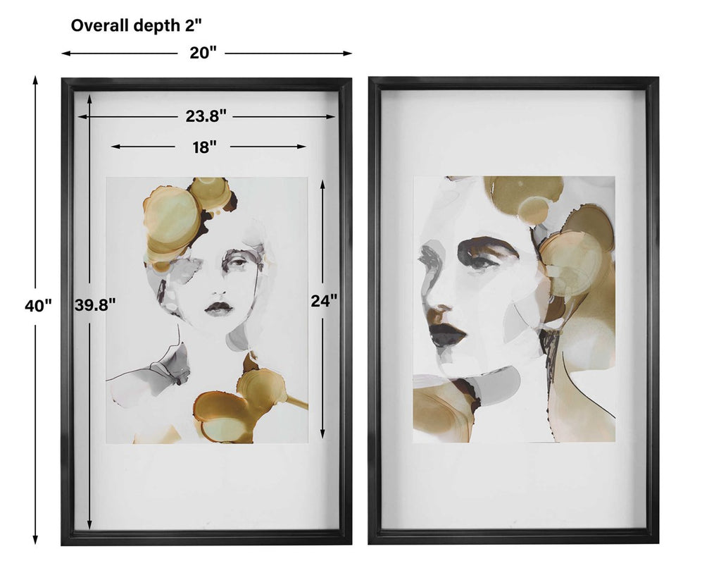 Organic Portrait Framed Prints, Set of 2 - Bombay Mercantile