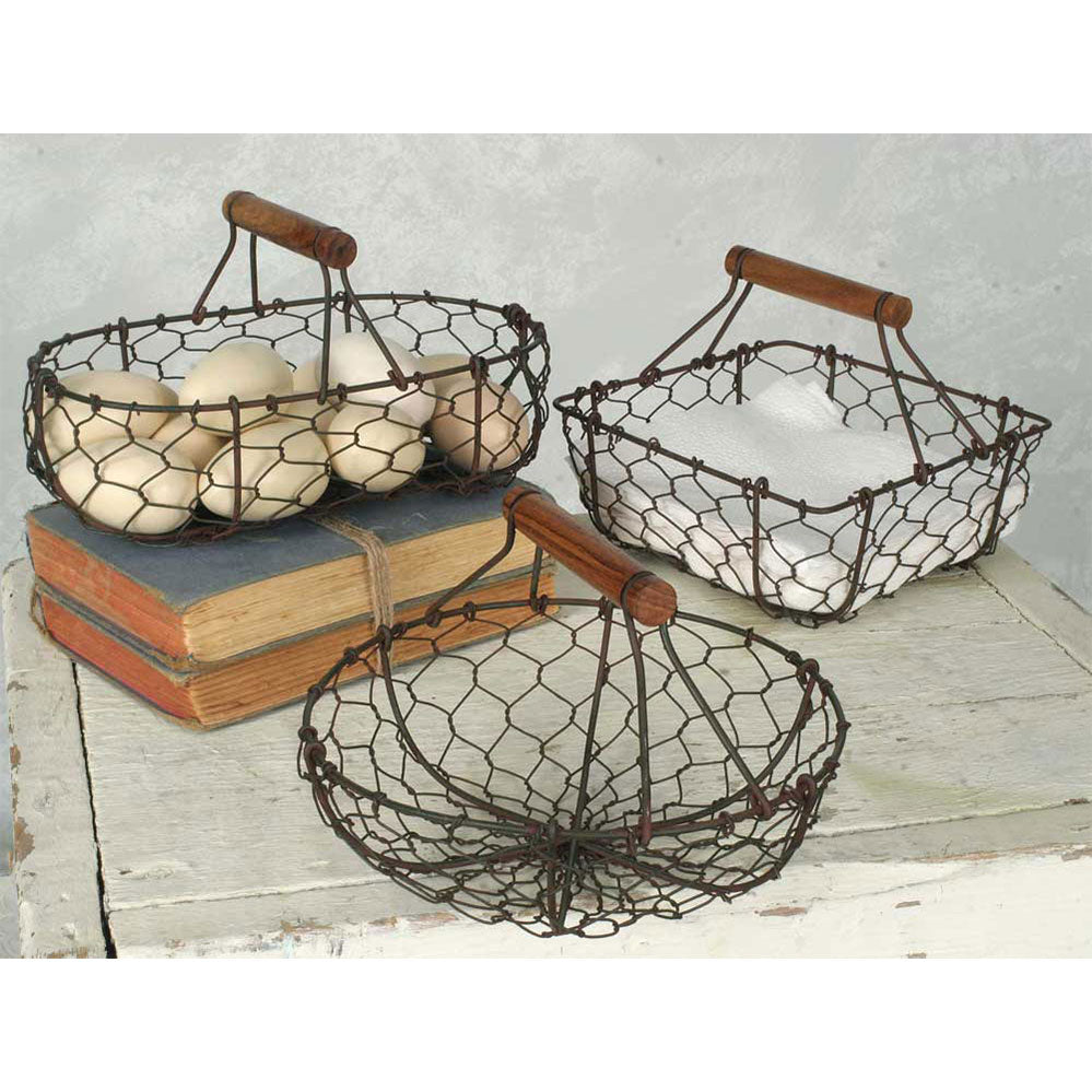 Set of Three Chicken Wire Baskets - Bombay Mercantile