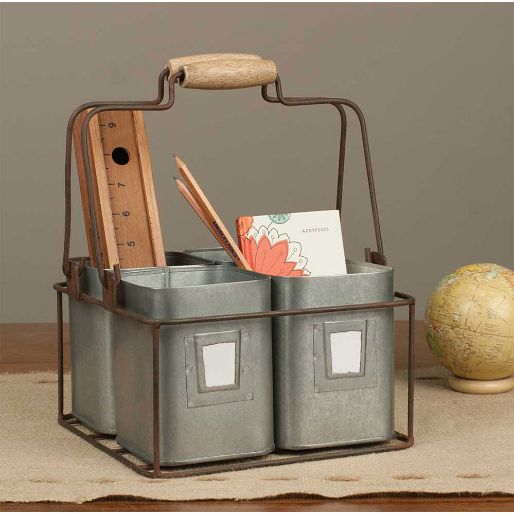 Four Tin Organizer with Handles - Bombay Mercantile