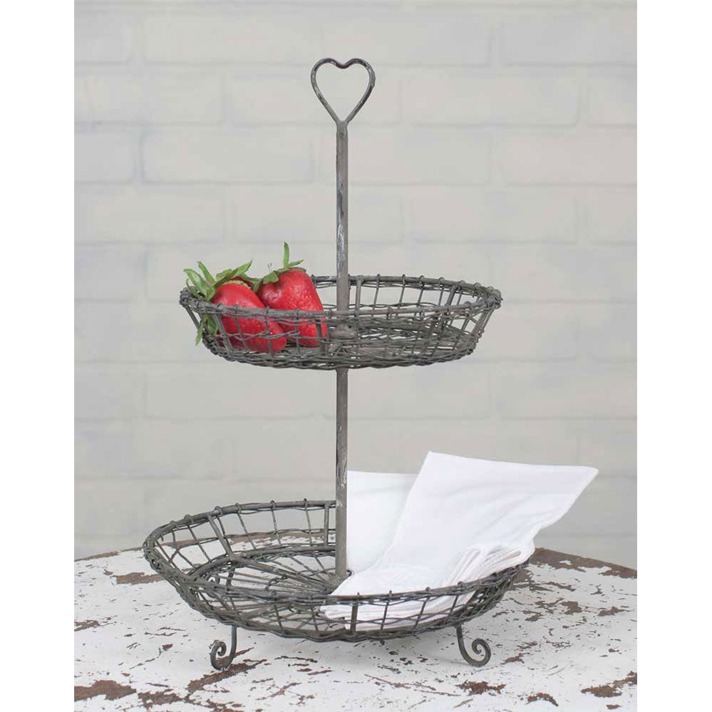 Wire Heart Two-Tier Serving Stand - Bombay Mercantile