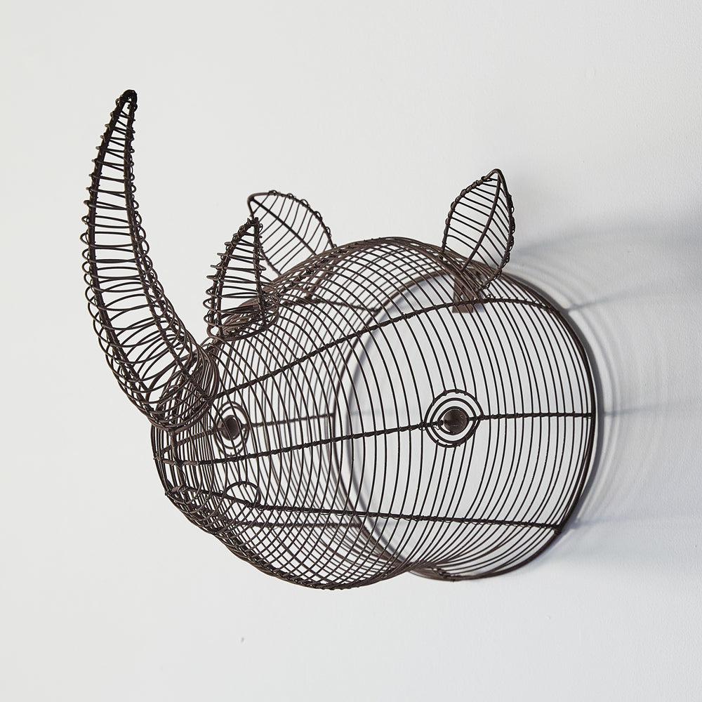 Wire Rhino Wall Mount Head - Bombay Mercantile