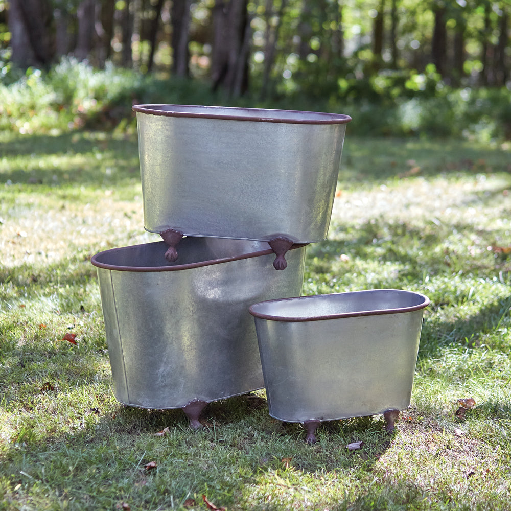 Set of Three Galvanized Clawfoot Tubs - Bombay Mercantile