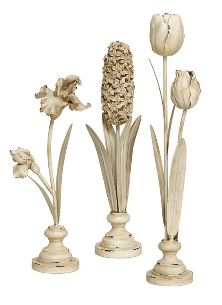 Set of 3 Resin Standing flowers - Bombay Mercantile