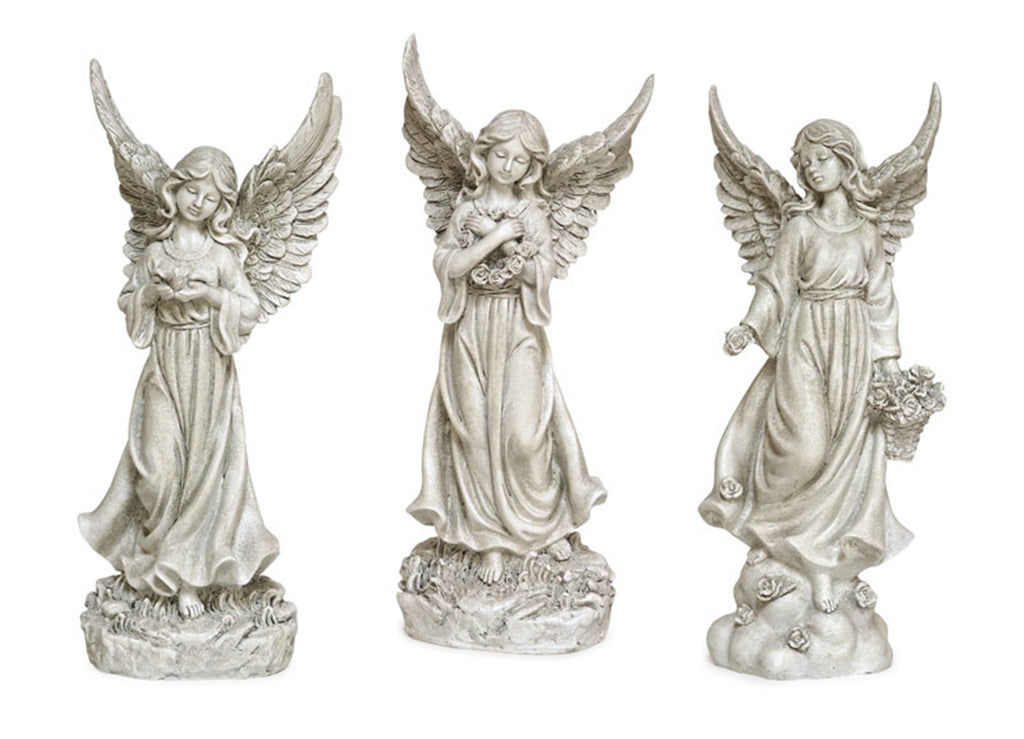 Set of 3 White Polyresin Angels - Bombay Mercantile