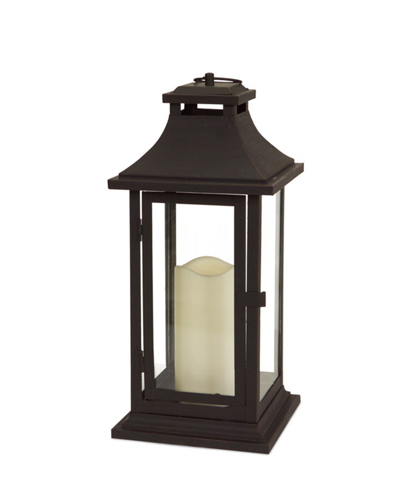 Black Lantern With 3"x6" LED Candle, Set of 2 - Bombay Mercantile