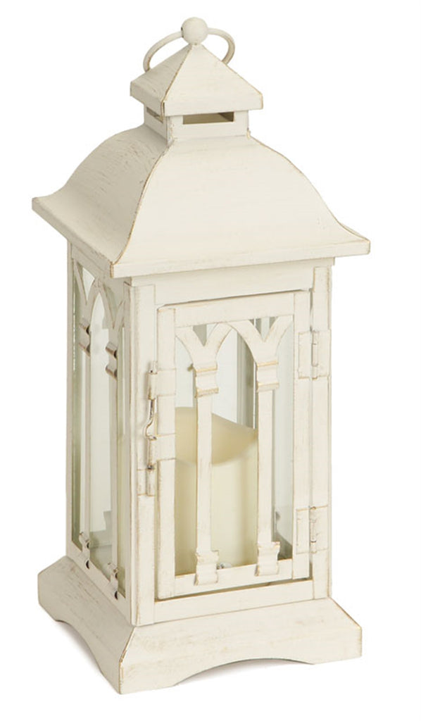 Gothic Cream Lantern with LED Candle, Set of 2 - Bombay Mercantile