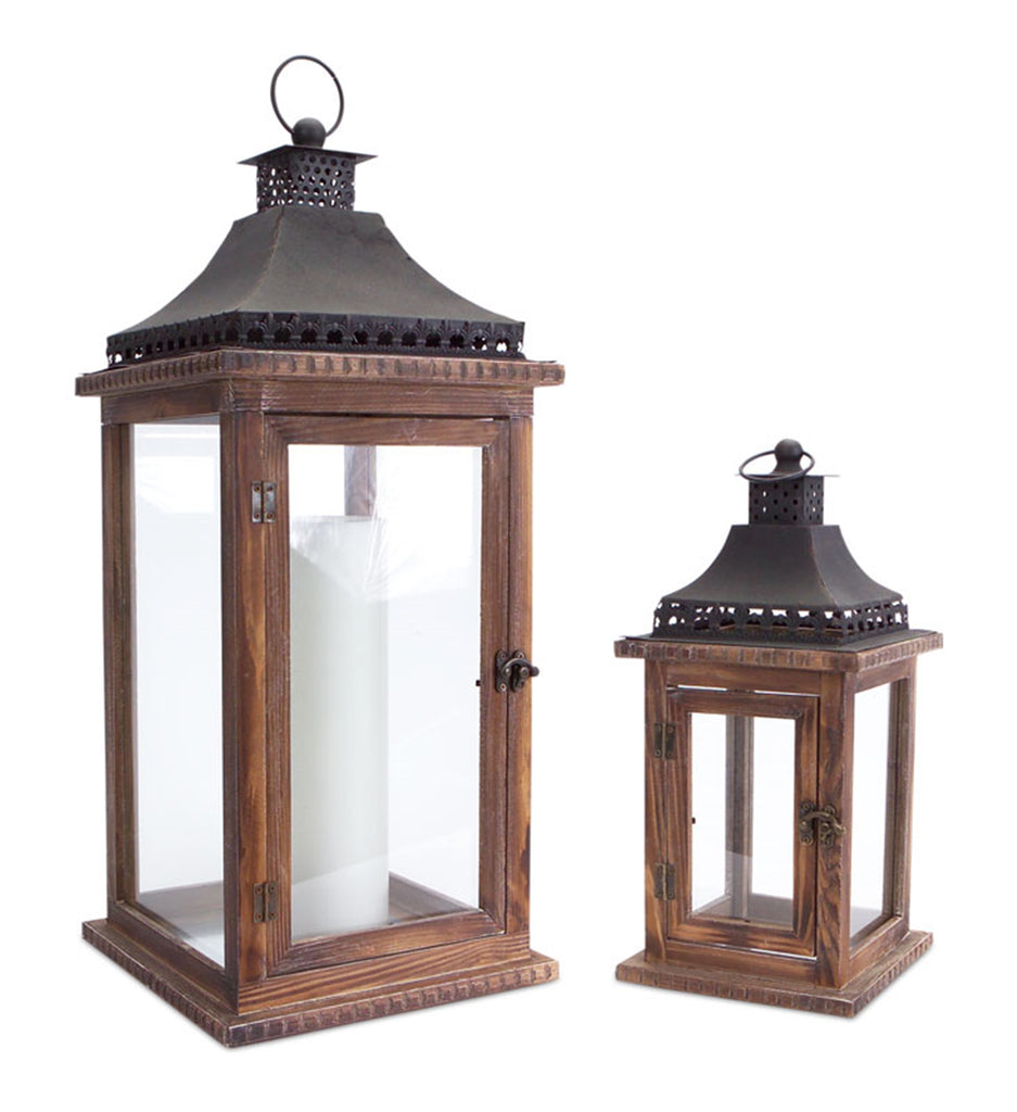 Black and Brown Lantern, Set of 2 - Bombay Mercantile