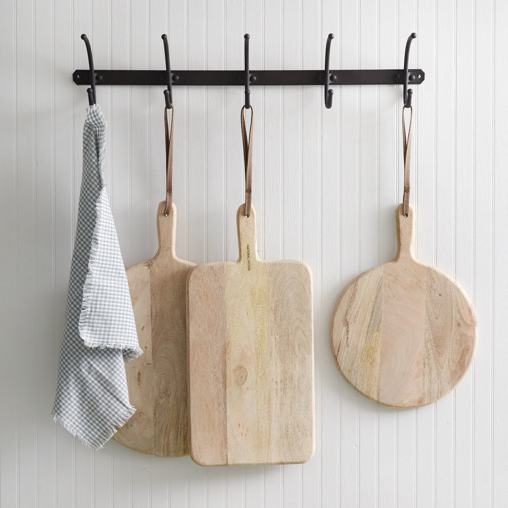 Large Round Cutting Board with Leather Strap - Bombay Mercantile
