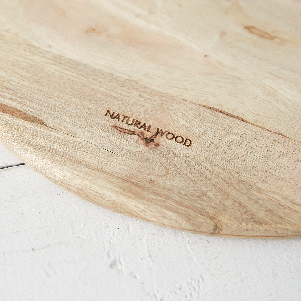 Large Round Cutting Board with Leather Strap - Bombay Mercantile