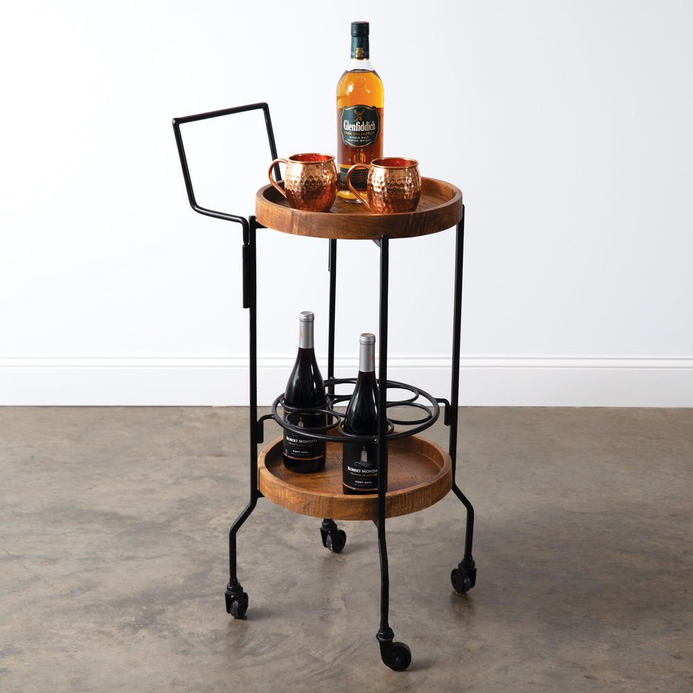 Wood & Iron Mini Bar Cart - Bombay Mercantile
