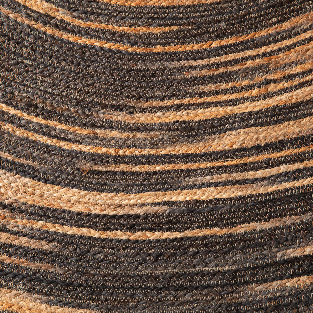 Natural and Black Swirl Jute Rug - Bombay Mercantile