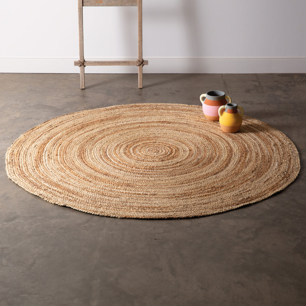 Natural and Ivory Swirl Jute Rug - Bombay Mercantile