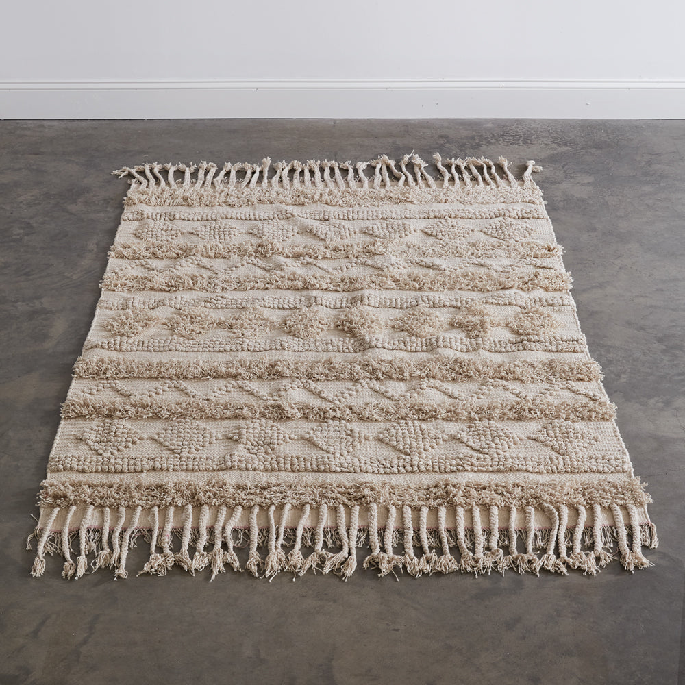 Natural Fringe Geometric Area Rug - Bombay Mercantile