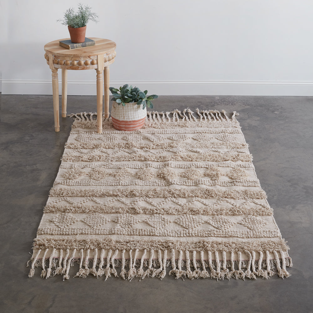 Natural Fringe Geometric Area Rug - Bombay Mercantile