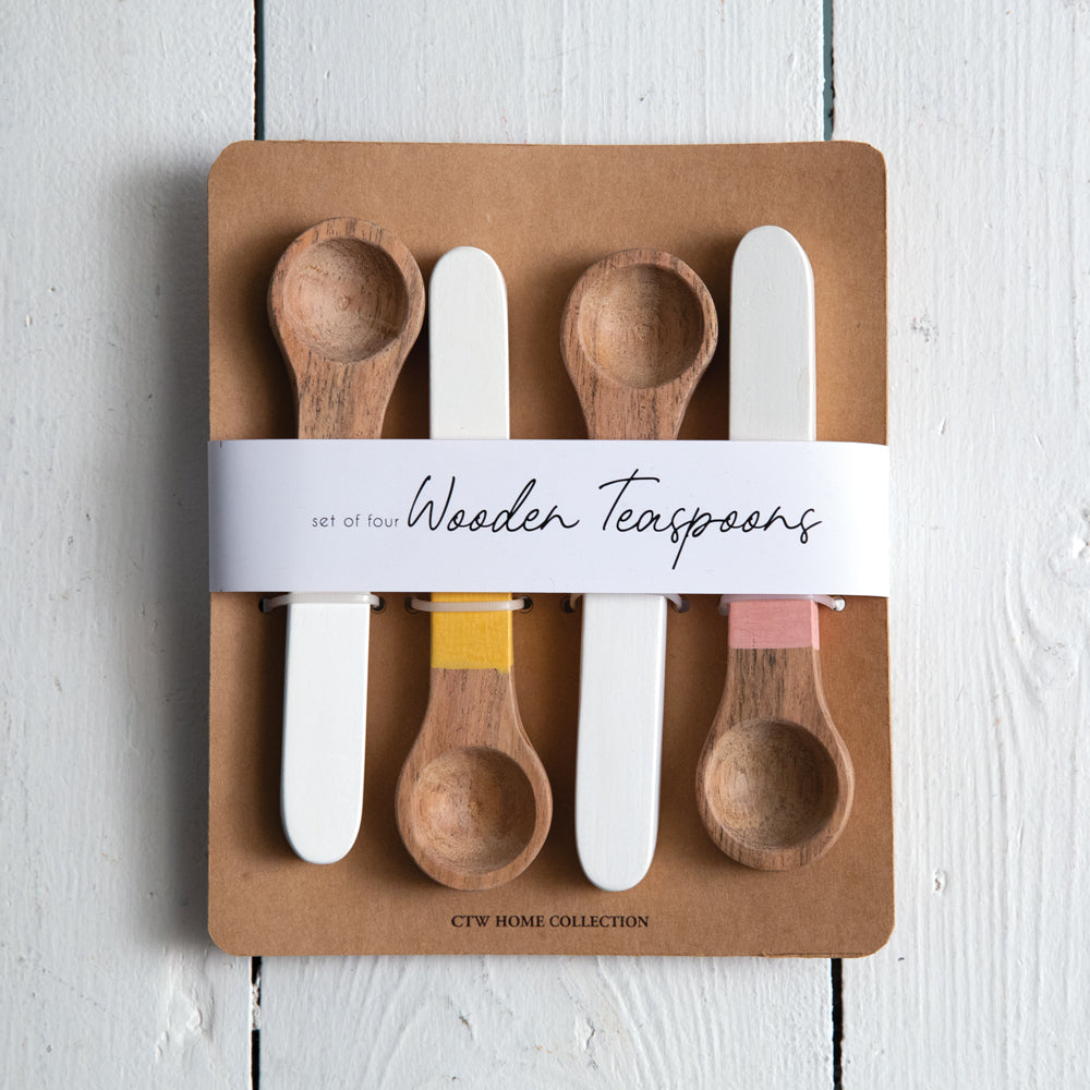 Set of Four Wooden Teaspoons - Set of 4 - Bombay Mercantile