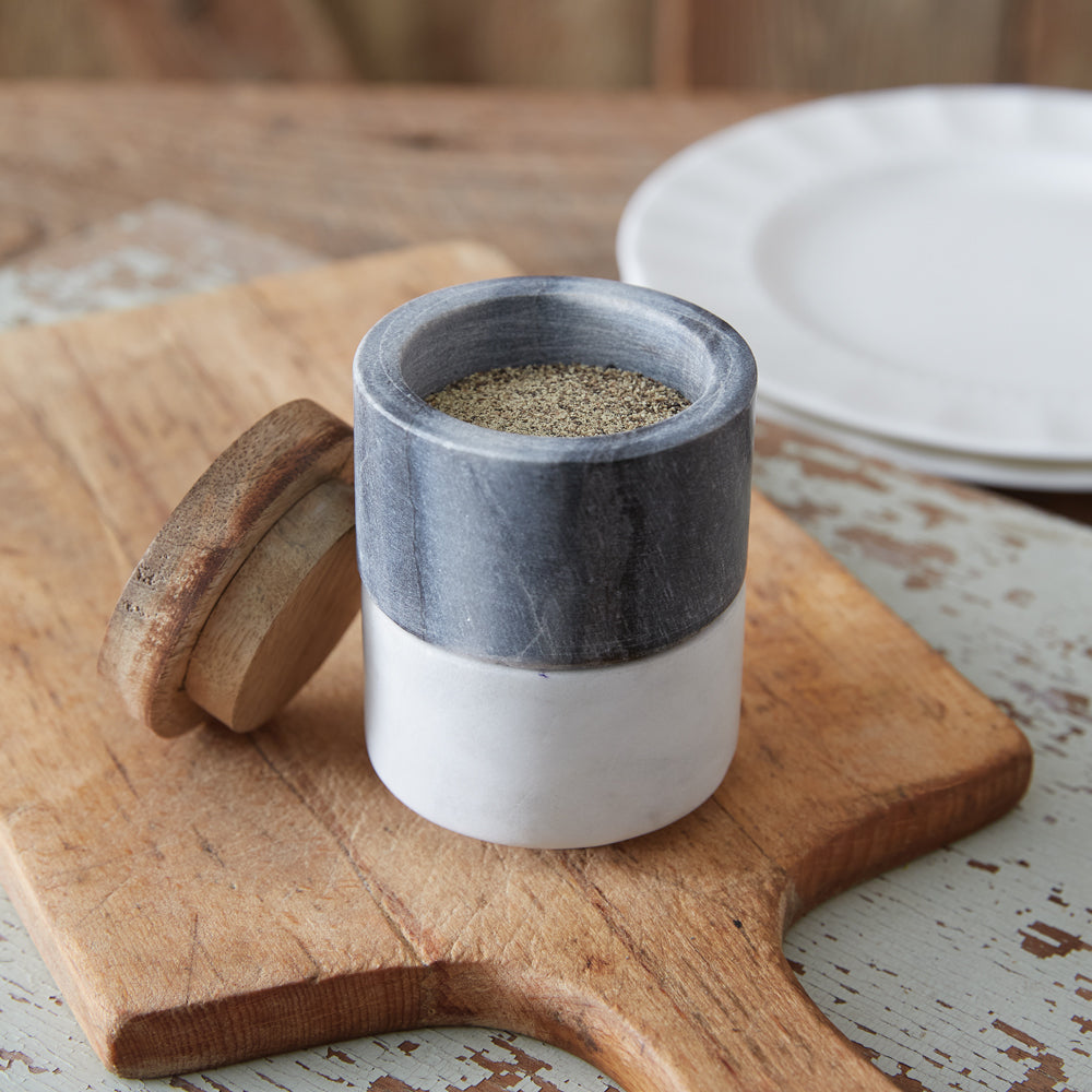 Marble Salt and Pepper Pinch Pots - Bombay Mercantile