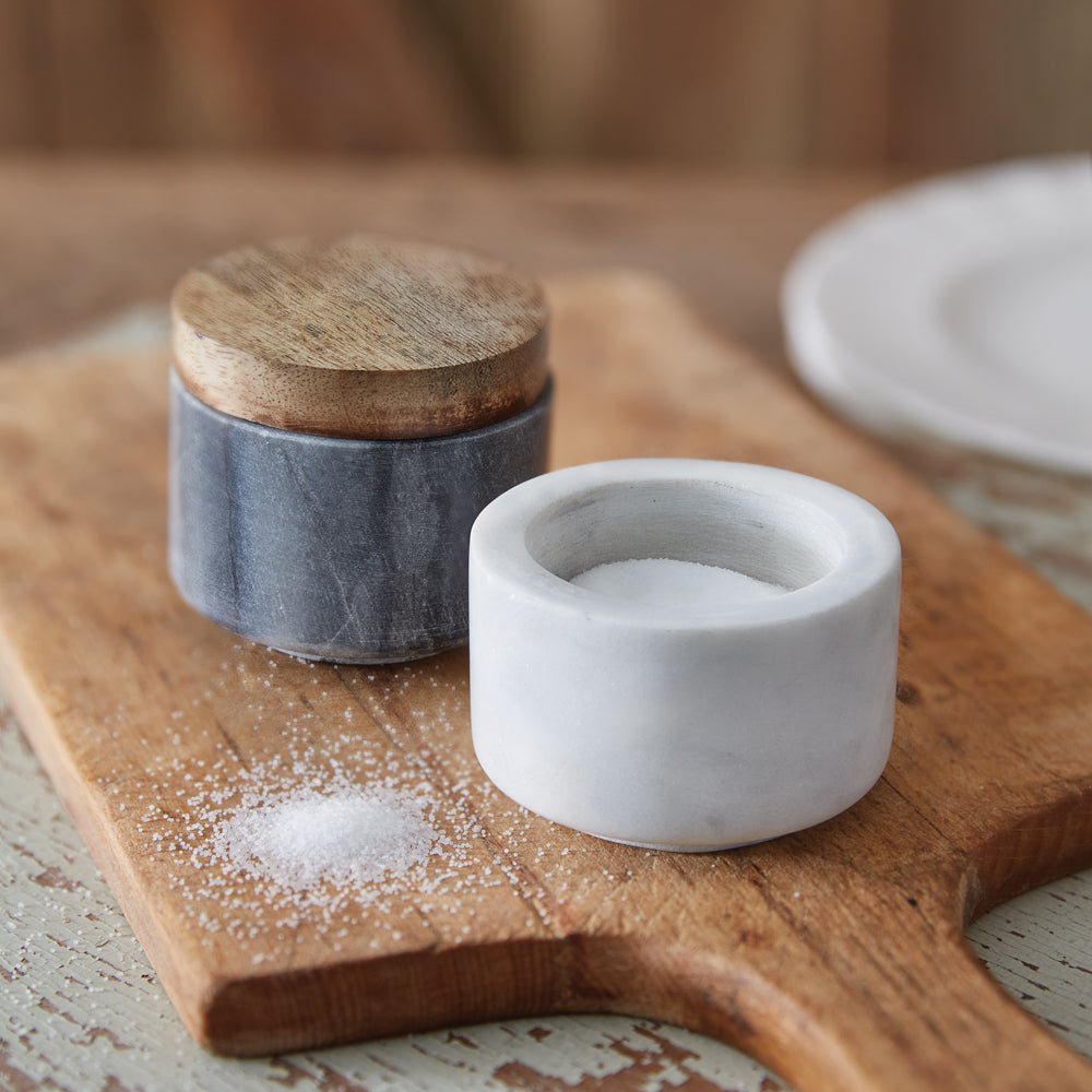 Marble Salt and Pepper Pinch Pots - Bombay Mercantile