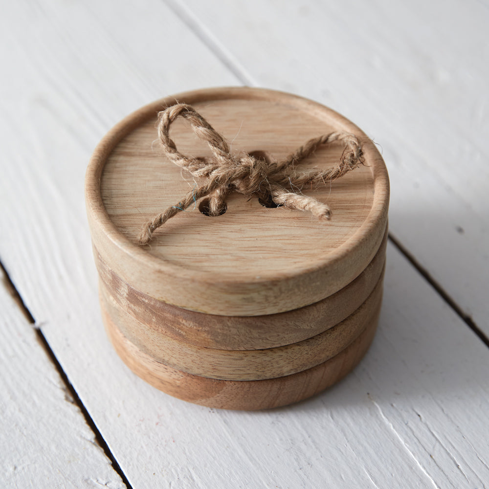 Set of Four Button Coasters - Box of 4 - Bombay Mercantile