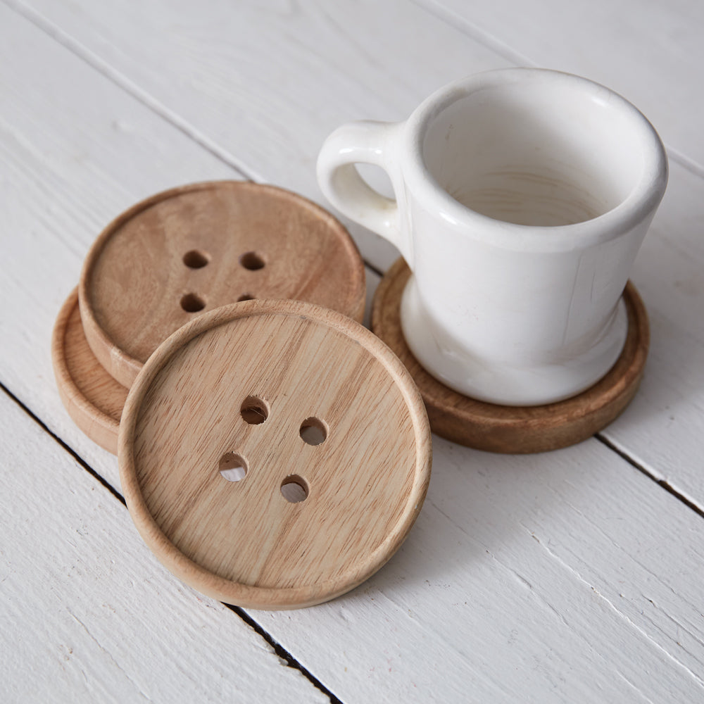 Set of Four Button Coasters - Box of 4 - Bombay Mercantile