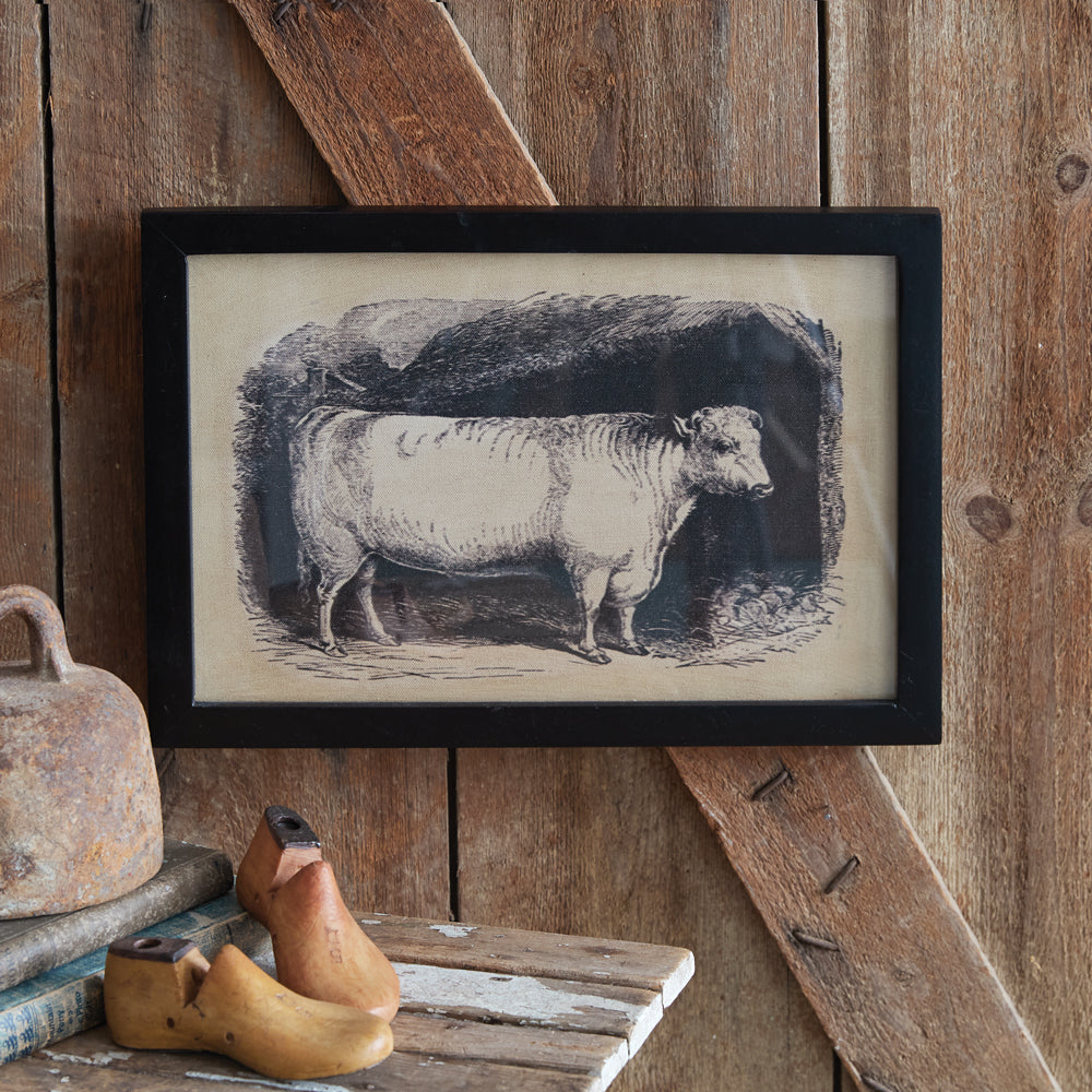 Homestead Framed Canvas - Cow - Bombay Mercantile