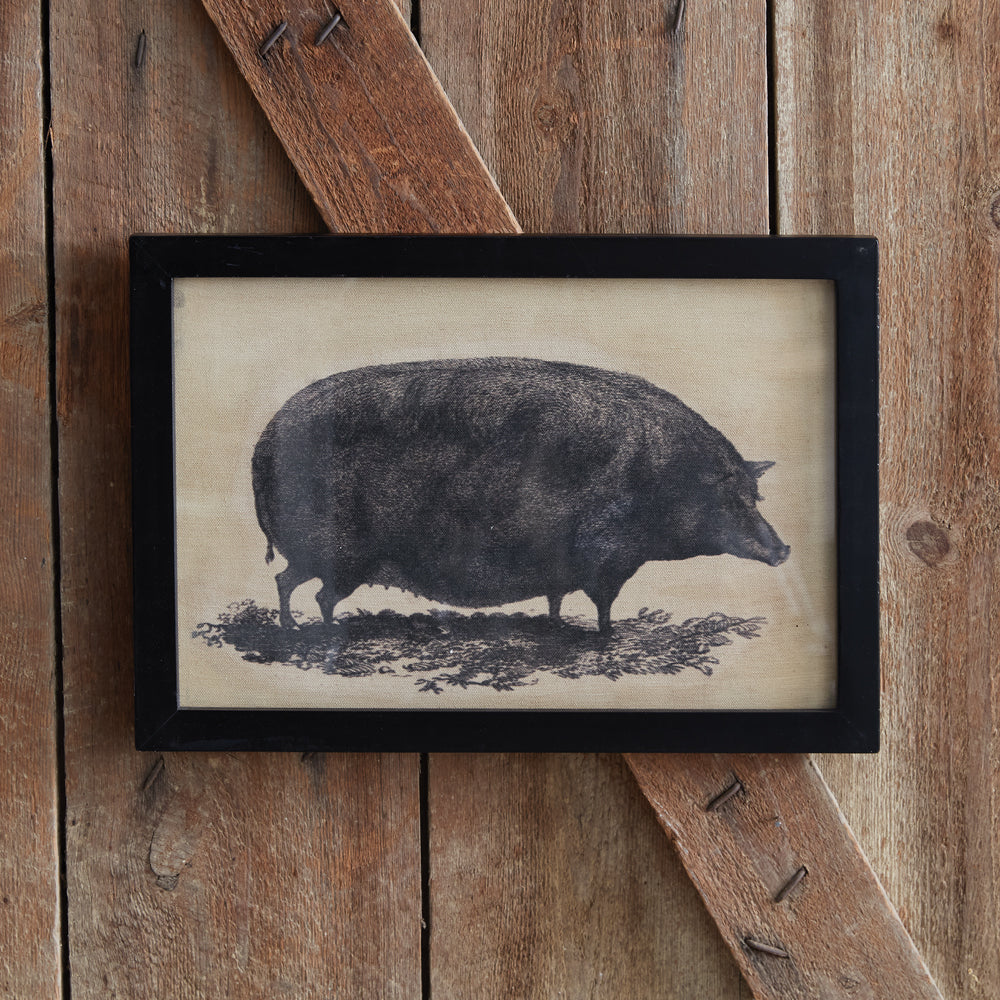 Homestead Framed Canvas - Pig - Bombay Mercantile