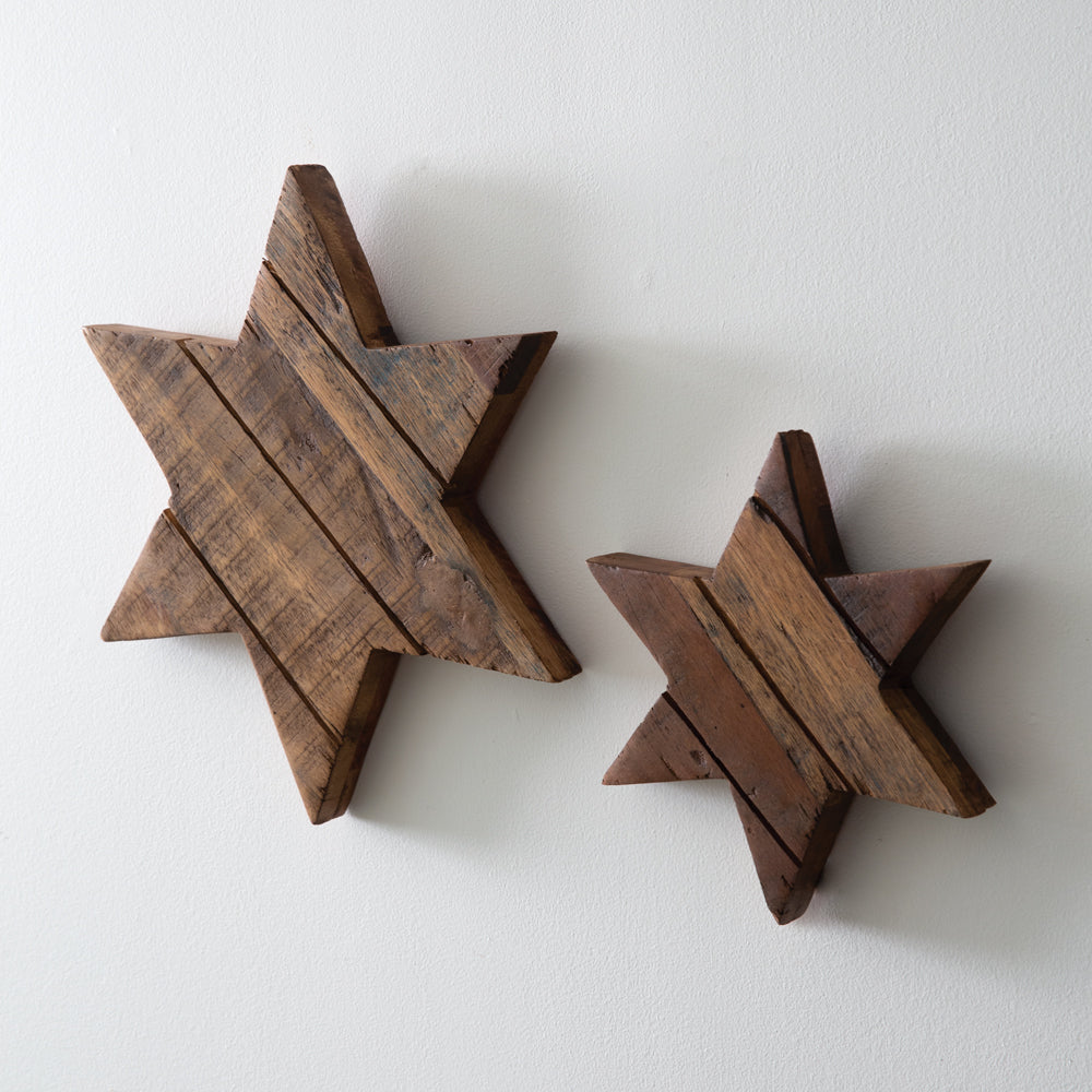 Set of Two Salwood Christmas Stars - Bombay Mercantile