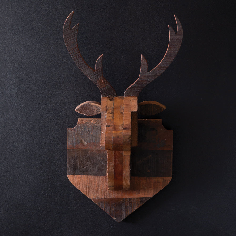 Wood Deer Head Mount - Bombay Mercantile