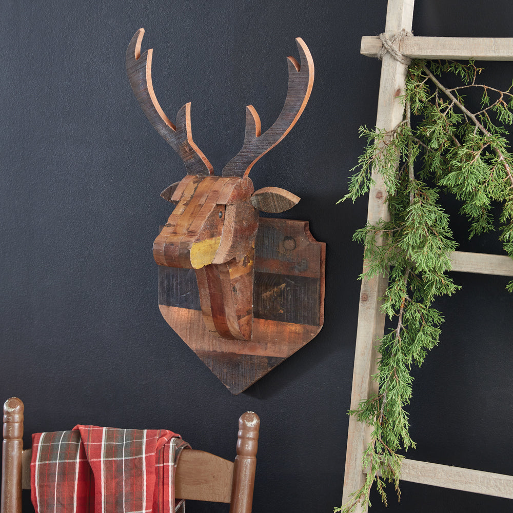Wood Deer Head Mount - Bombay Mercantile