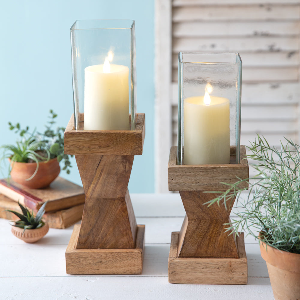 Set of Two Finnigan Pillar Candle Holders - Bombay Mercantile
