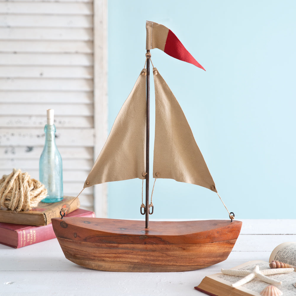Handcrafted Sailboat Sculpture - Bombay Mercantile