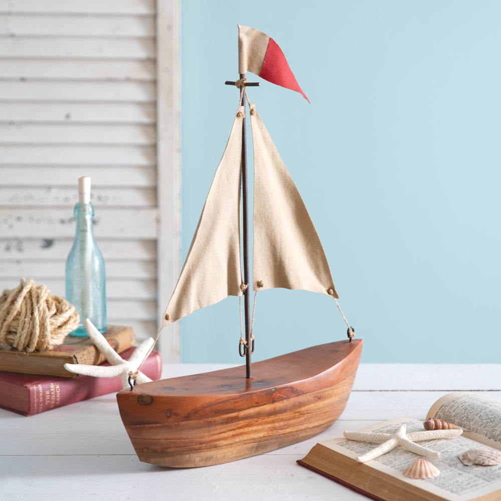 Handcrafted Sailboat Sculpture - Bombay Mercantile