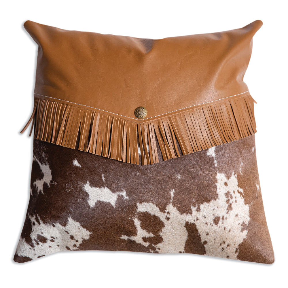 Cowhide and Tassels Throw Pillow - Bombay Mercantile