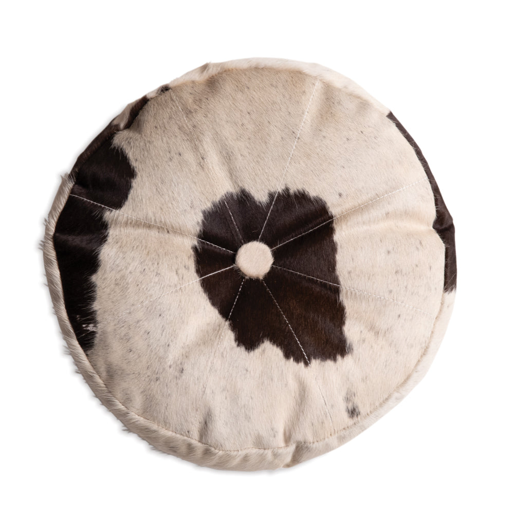 Round Cowhide Throw Pillow - Bombay Mercantile