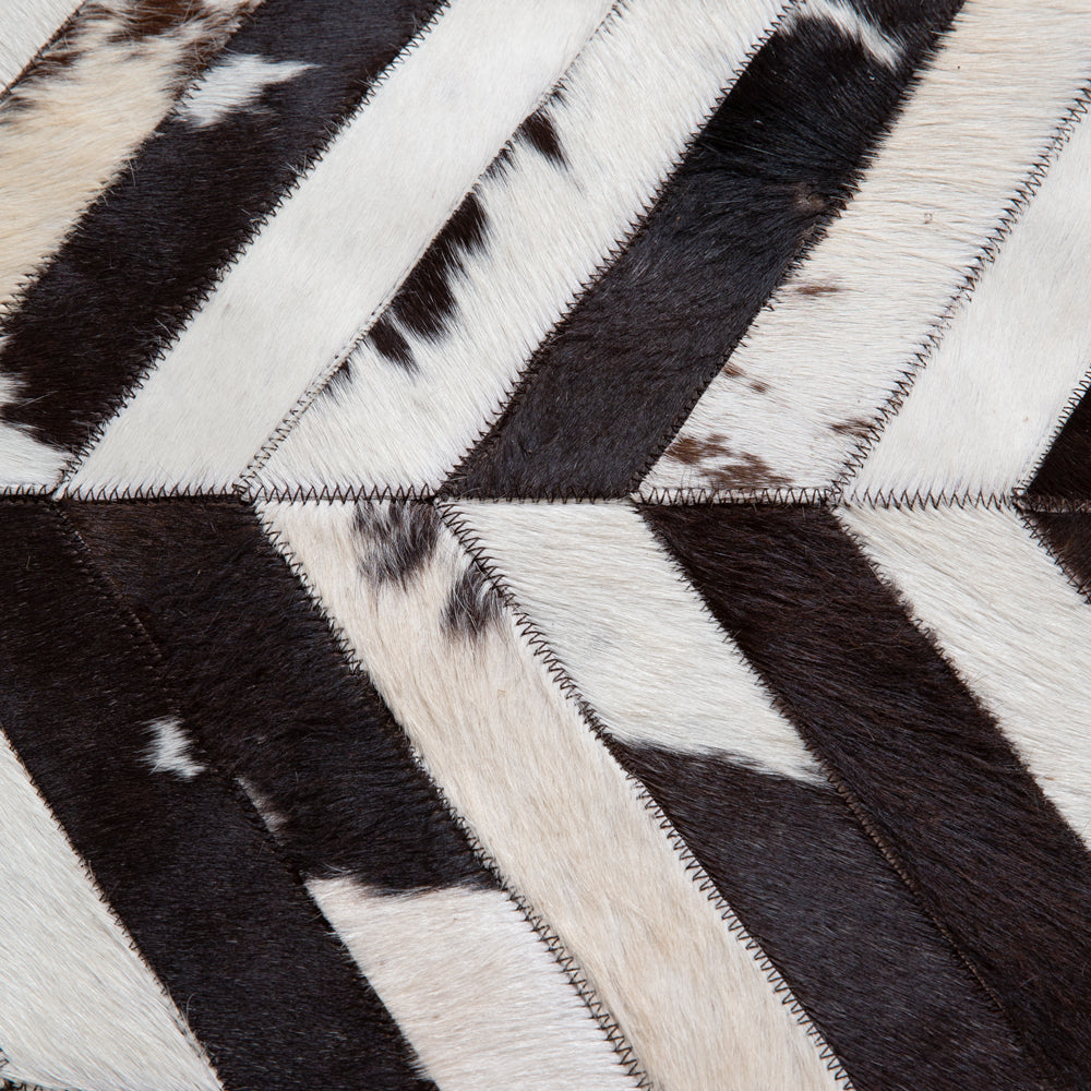 Chevron Cowhide Pouf - Bombay Mercantile