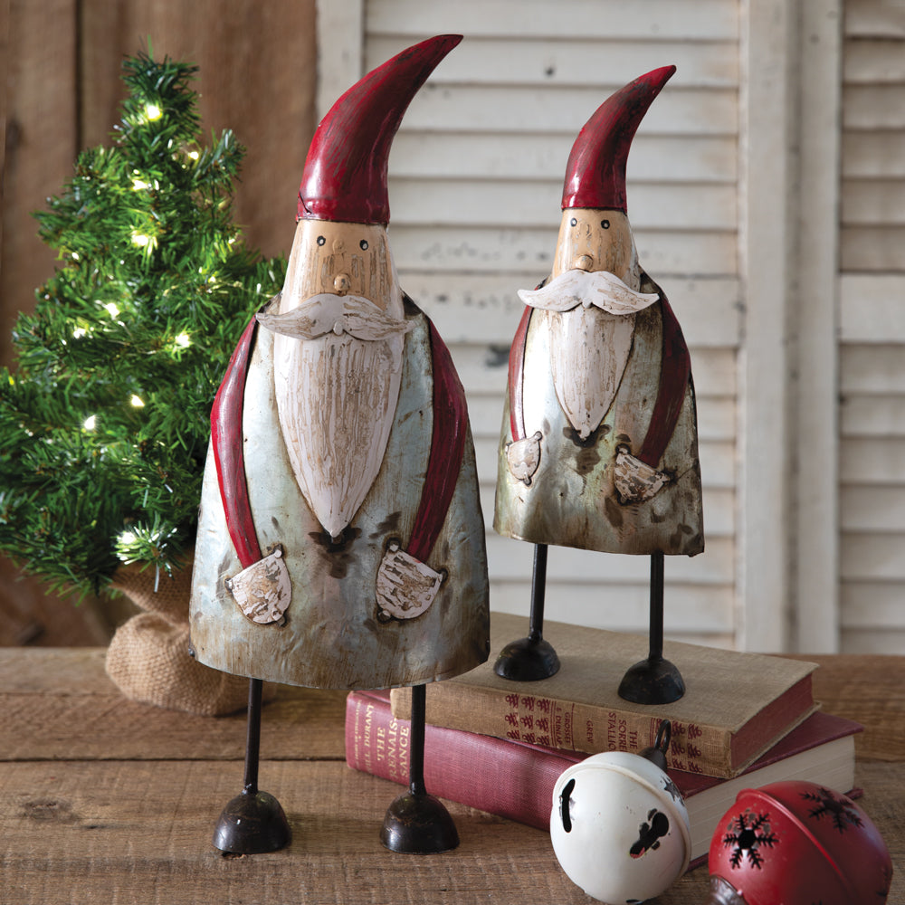 Set of Two Metal Santa Gnomes - Bombay Mercantile