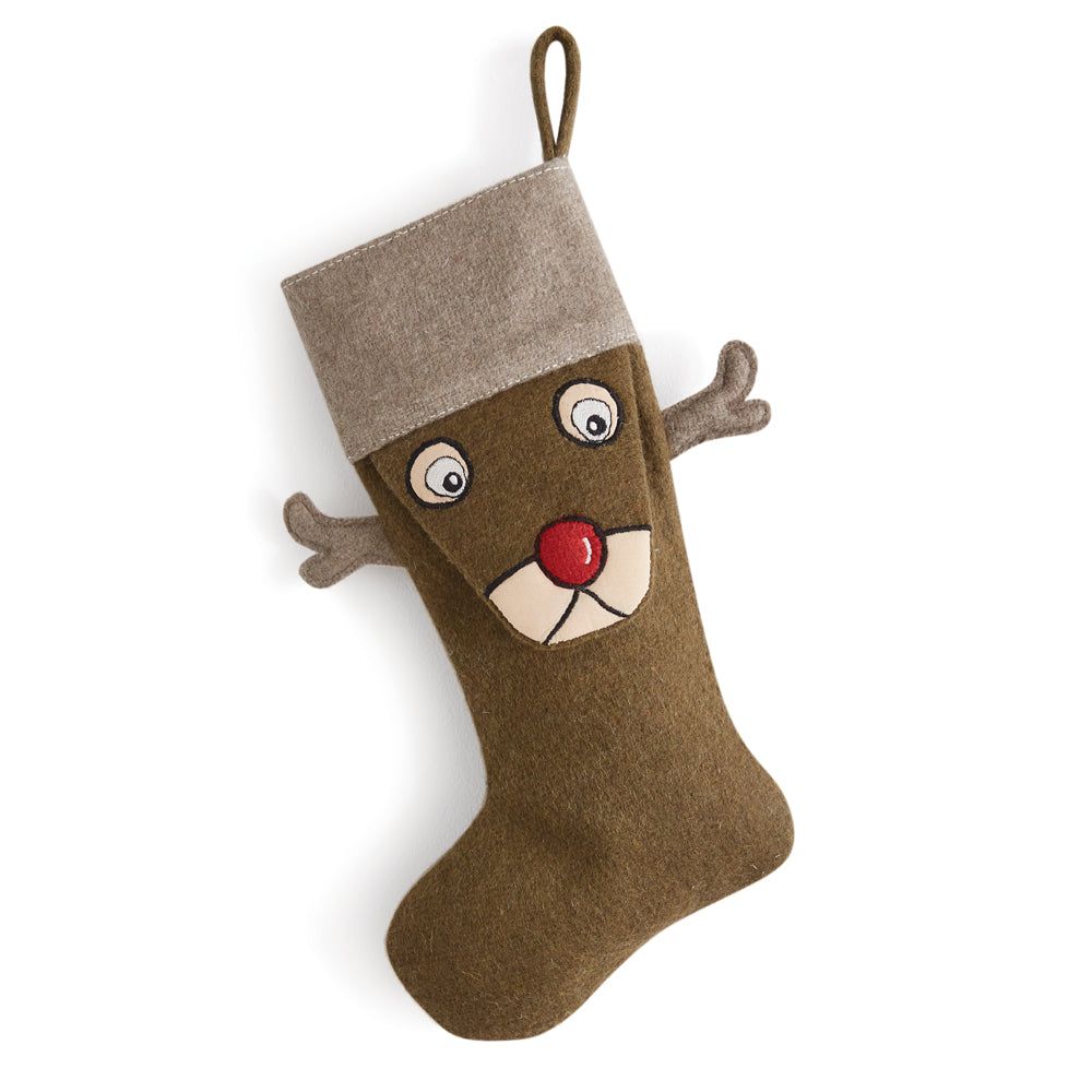 Reindeer Christmas Stocking - Bombay Mercantile